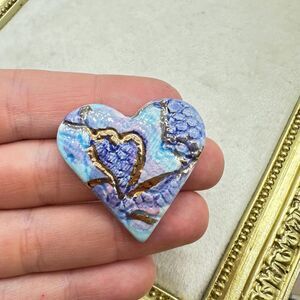 Vintage Jewelry Ceramic Heart Brooch Pin